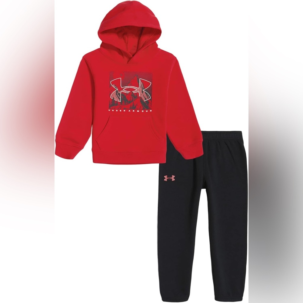 Under Armour Kids 6 Red and Black Jogger Set Little Boy UA Outfit
